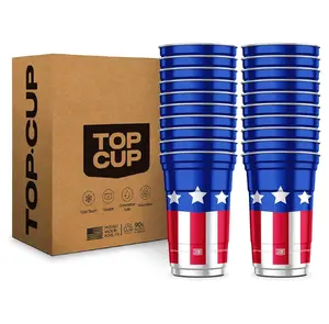 HOT!!! Top Cup America's 250th Birthday 20 oz Reusable Aluminum Party Cups 20 Count | Durable, Reusable & Recyclable, Made in USA