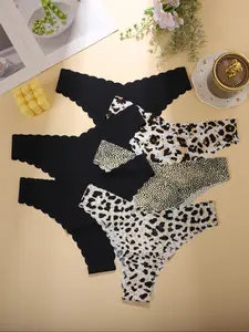 Women's Underwear Set, Panties & Leopard Pattern, Fitted Design, Breathable Comfort, All Season Wear, Ideal for Daily Use, Womenswear