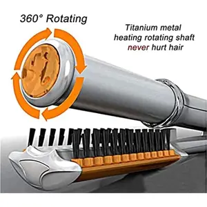 2In1CurlerStraighterRotatingIronForCurlingAndStraighting,ProfessionalBrushStylerIronsHairdressingToolWithAdjustable(Blush)(A1)FathersdaygiftSmoothHairStraightener