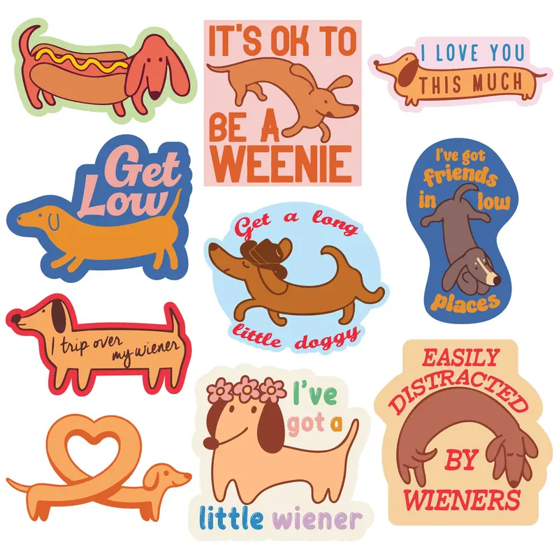 Dachshund Sticker Extra Large Stickers for Adults Funny Adhesives with Memes Funny Stickers with Colorful Graphic Decals Funny Dog Multi