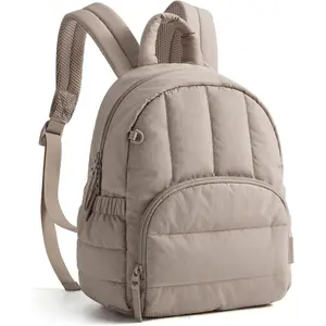 Mini Backpack for Women, Lightweight Puffer Small Backpack Purse, Quilted Casual Travel Daypack, Cute Water-Resistant Bookbag for Daily, BrownDD15tool sdx