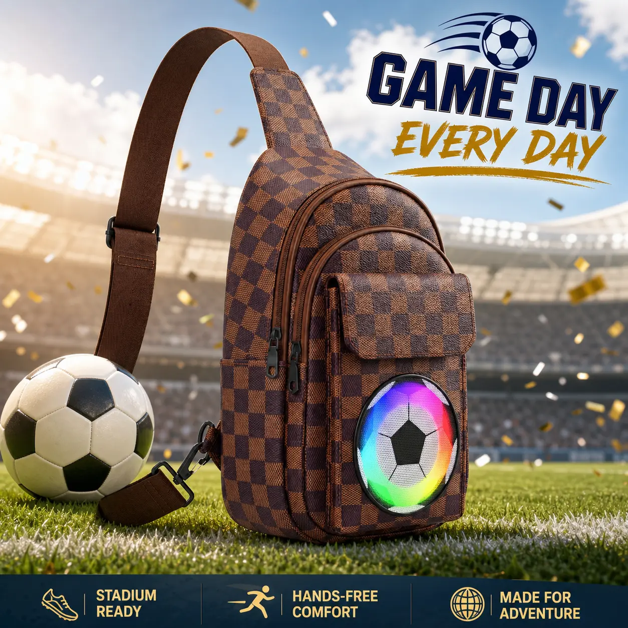 Portable Bluetooth Speaker Bag, Chest Crossbody Sling Bag with LED Light,Wearable Audio Music Shoulder Bag for Hiking Cycling | speaker LED light Wireless beach Beltbag Multifunctional Chestbag