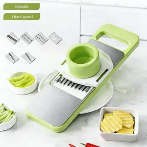 7-In-1 Vegetable Cutter with 5 Blades, All-In-One Kitchen Slicer, Dicer, Grater & Food Processor, Home Cooking Essential Tool, Utensils, Food Prep