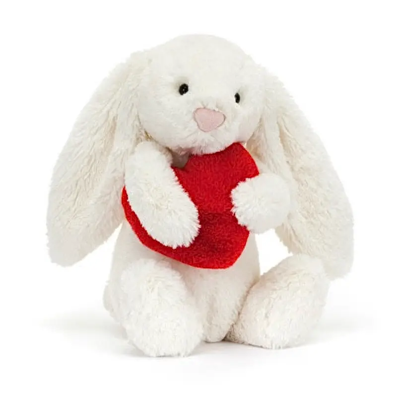 Jellycat Bashful Red Love Heart Bunny Plush, Soft Cream Rabbit Stuffed Animal Holding Red Heart, Cute Valentine’s Day Gift for Girlfriend, Kids, Birthday & Anniversary