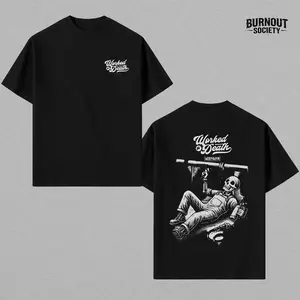 Worked to Death Shirt with Skeleton Plumber Under Pipe, 2 Sides Graphic Tee, Soft Cotton Blend Shirt, Dark Humor Workwear for Pipefitters and Tradesmen, Gift for Blue Collar Men