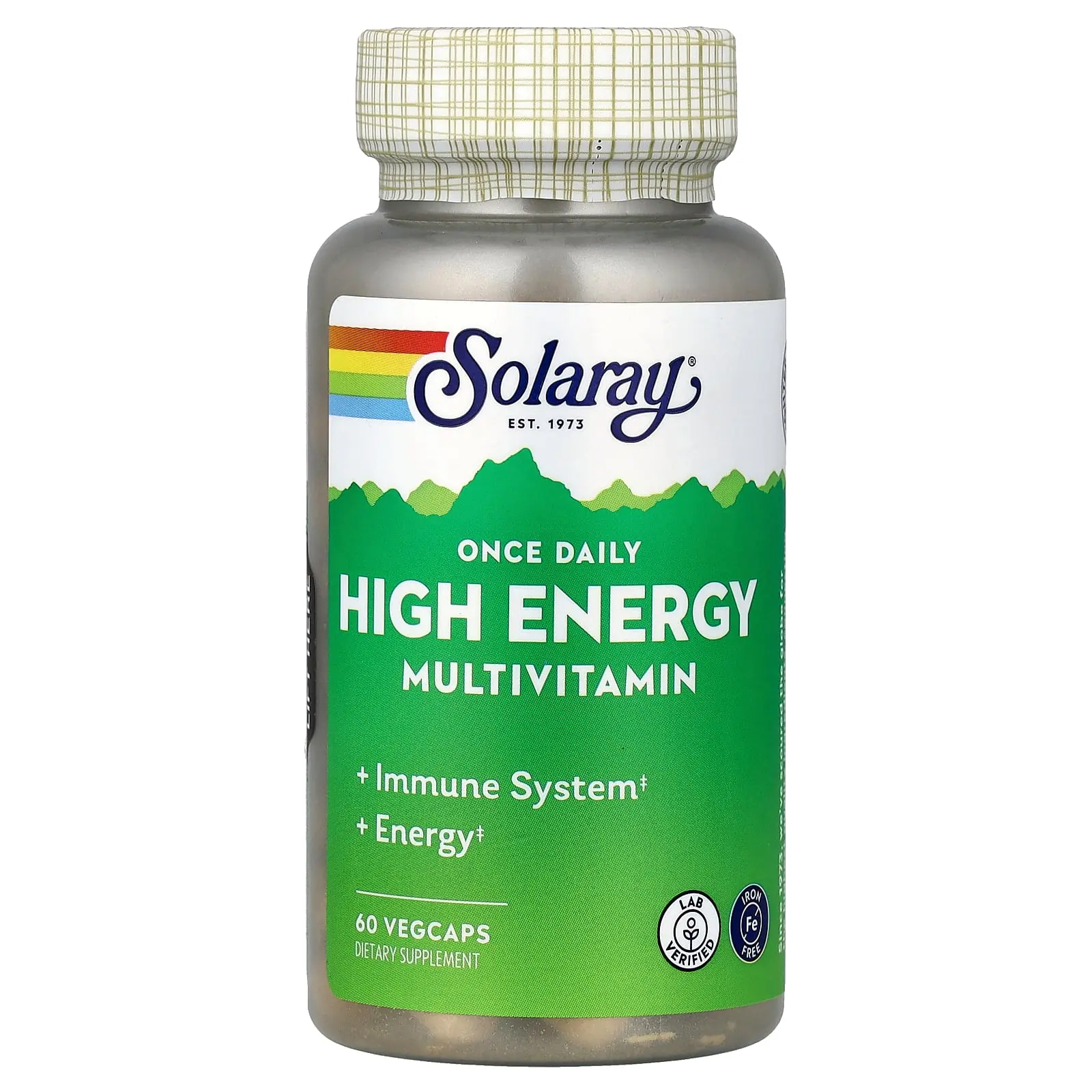 Solaray Once Daily High Energy Multivitamin, Iron Free, 60 VegCaps
