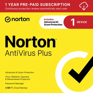 Norton AntiVirus Plus, Antivirus software for 1 Device with Auto-Renewal – Includes Advanced AI Scam Protection, Password Manager [Digital Download]