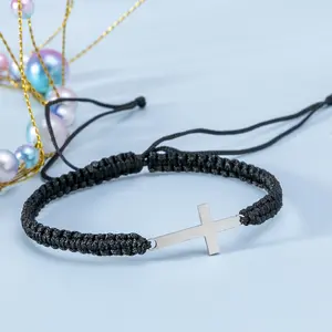 JointlyCreating Christian Jewelry Adjustable Nylon Rope Bracelet for Women Men with Silver Cross Charm Fashionable and Stylish