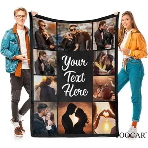 JOOCAR Custom Blanket with Picture Customized Blanket and Thows Personalized Blanket Customizable Blanket Photo Blankets Customize for Valentines Day Gifts Birthday for Her Him Girlfriend Boyfriend Wife