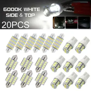 20 or 42 Pcs LED Car Interior Lights T10 6000K SMD, Xenon White License Plate and Reading Light Bulbs