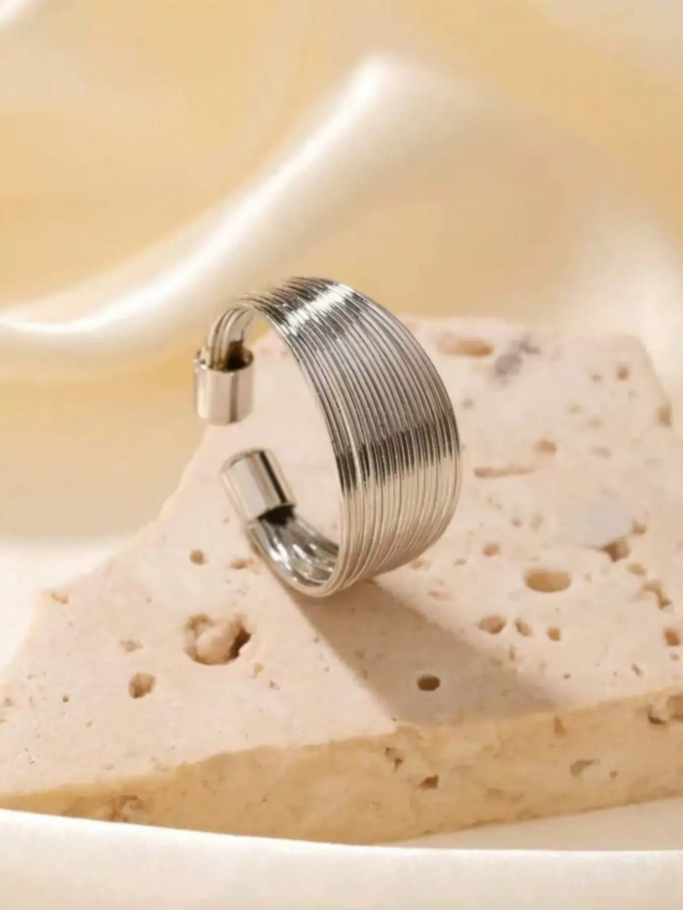 1 open multi-layer line ring, Stackable Rings, women's hip-hop street style ring, suitable for daily wear