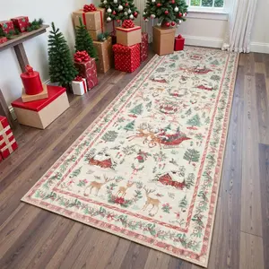 Home decorative rug, Christmas rug, Christmas runner rug, Aisle carpet, Christmas decoration rug, Non-slip Washable Corridor Rug, soft comfortable area rug, Christmas Gift, suitable for Corridor, bathroom, living room, bedroom, hallway, aisle