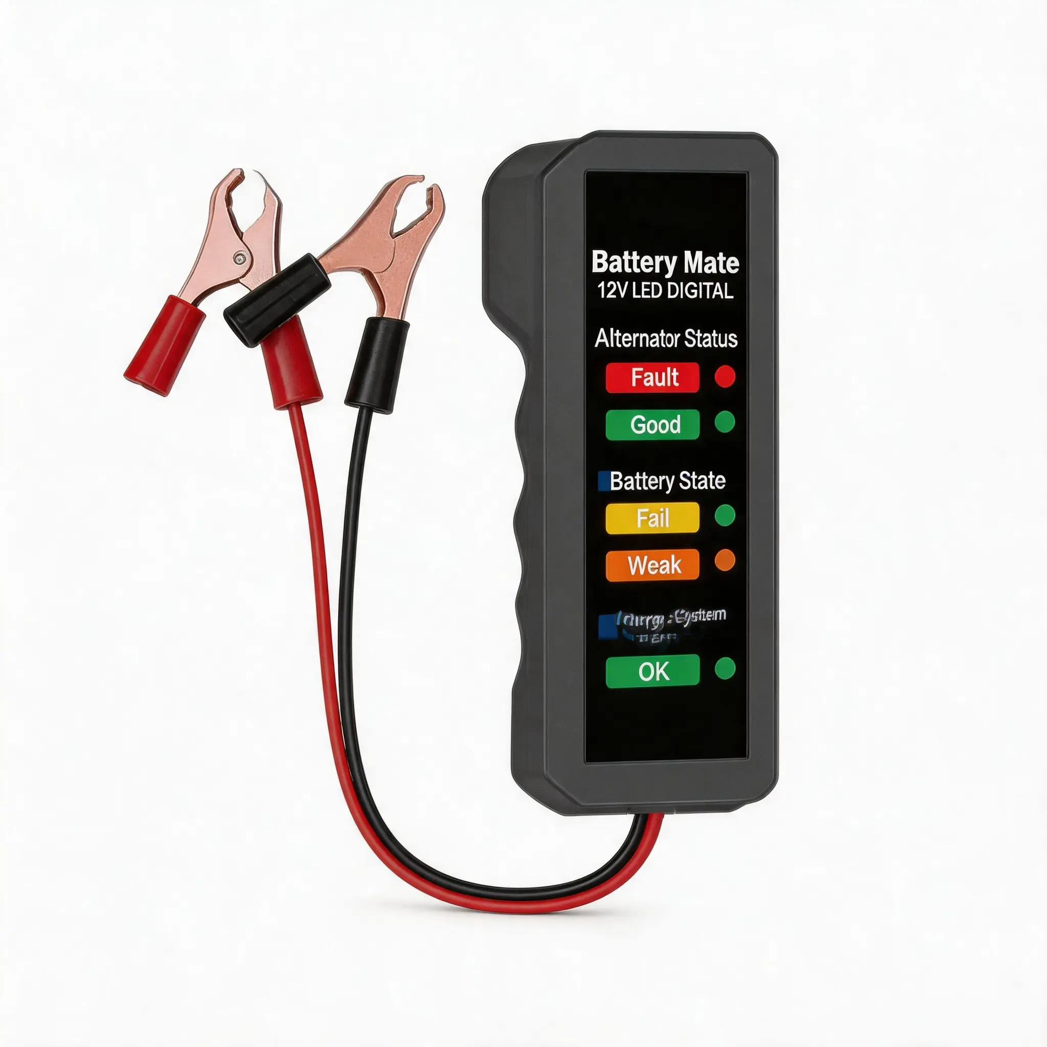 12V Car Battery & Alternator Tester - Instant LED Lights Results, Checks Engine State, Good for All 12V Automotive & Motorcycle Vehicles, Check, Car Tools