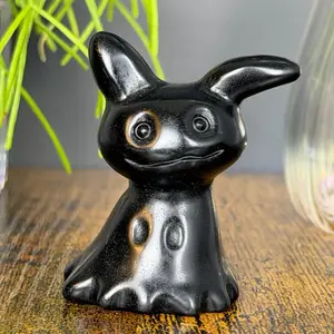 Black Obsidian Mimikyu Pokemon Crystal Carving