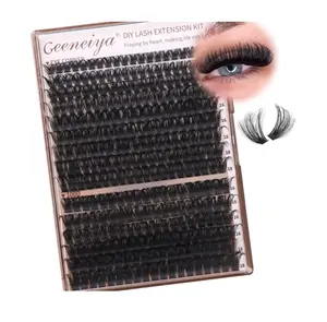 Geeneiya Volume Lash Clusters Eyelash Clusters DIY Lash Extension D Curl Eyelash Extensions,10-14mm Eye Corner Individual Eyelashes and 16-18MM Cluster Lashes