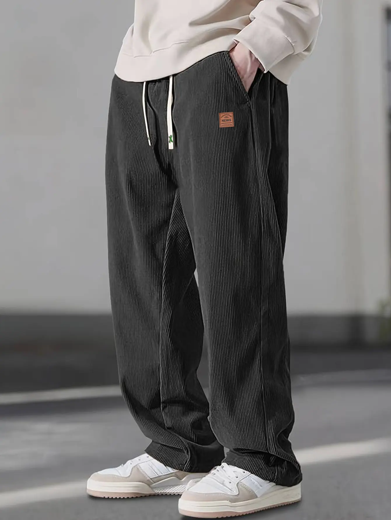Men's Woven Pants in a Plain, Casual, Relaxed Baggy Fit with a Drawstring Waist for Versatile Summer Wear, Fitted