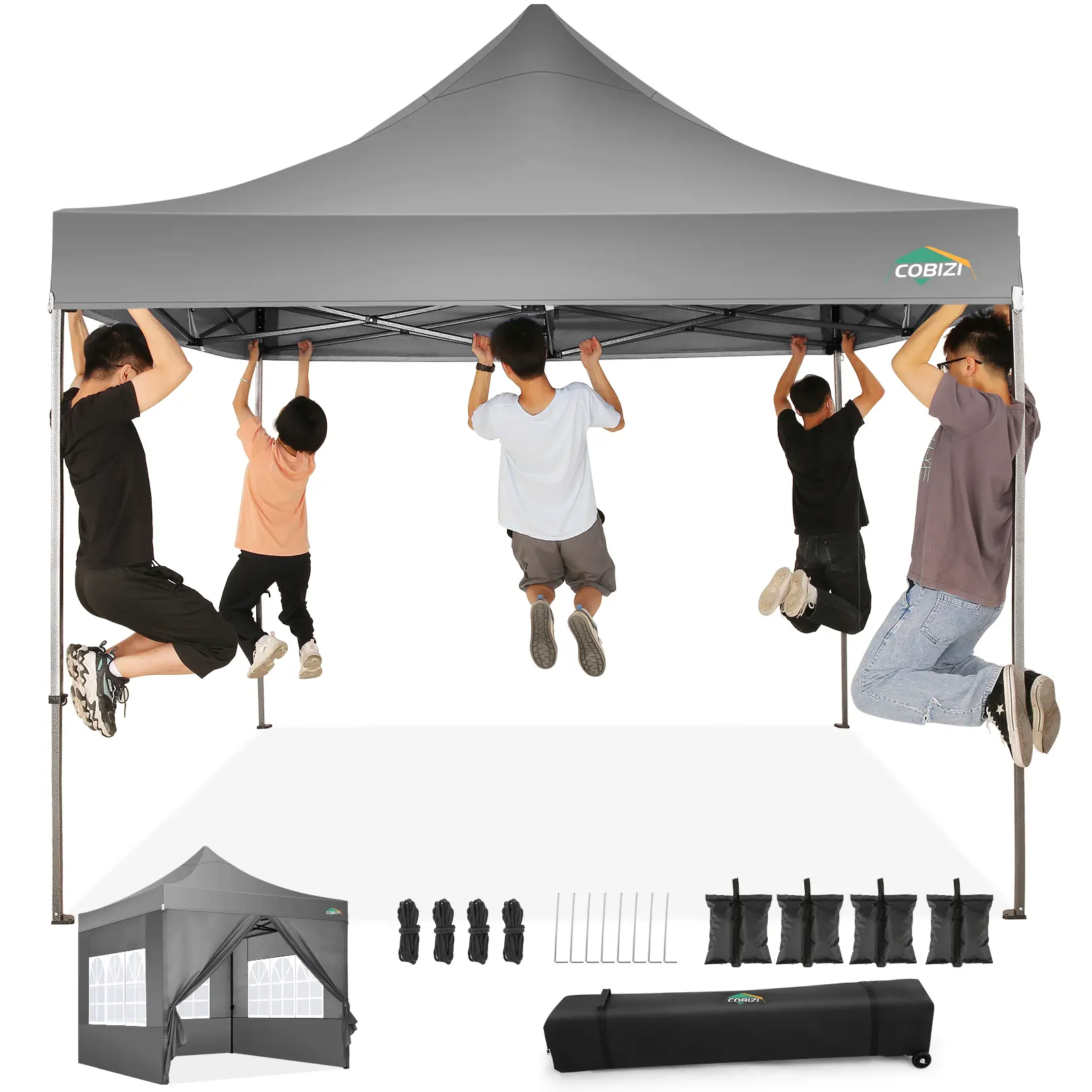 COBIZI 10x10 Pop-Up Canopy Tent with Sidewalls - Heavy-Duty Commercial Sunshade Canopy, Oxford Fabric, Full Truss, High Group Capacity for Outdoor Events, Quick-Setup Tents