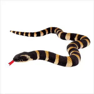 Real Planet™ Black & Gold Curved Snake Realistic Plush Stuffed Animal