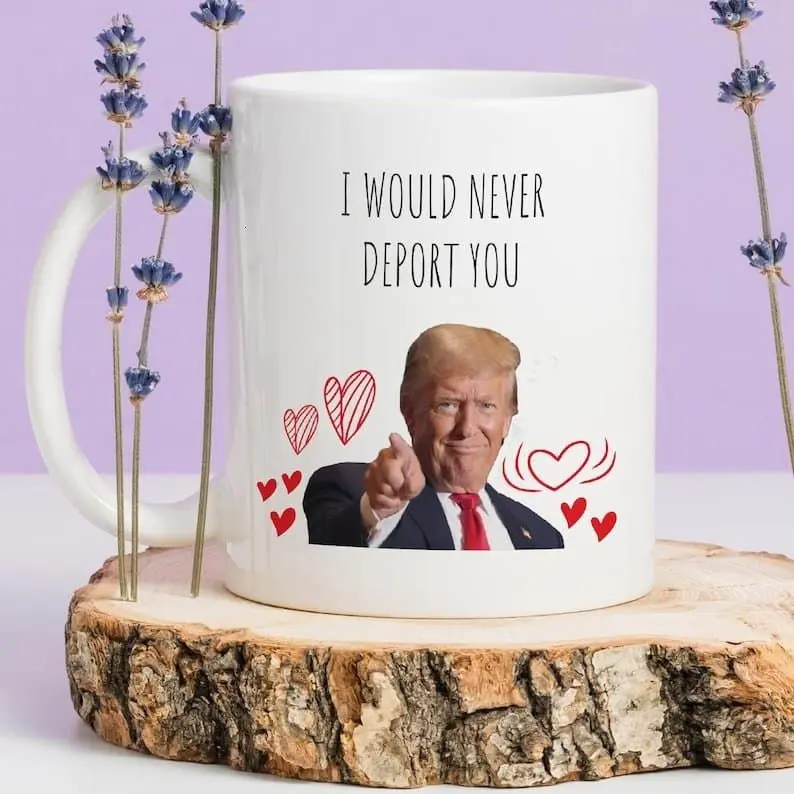 [Sale Up To 50%] Trump Meme Mug, Trump Smiling Mug, I Would Never Deport You Mug, Political Sarcastic Mug, Deportation Joke Mug, Trump Face Mug, Funny Gift, 11oz & 15oz ceramic mug