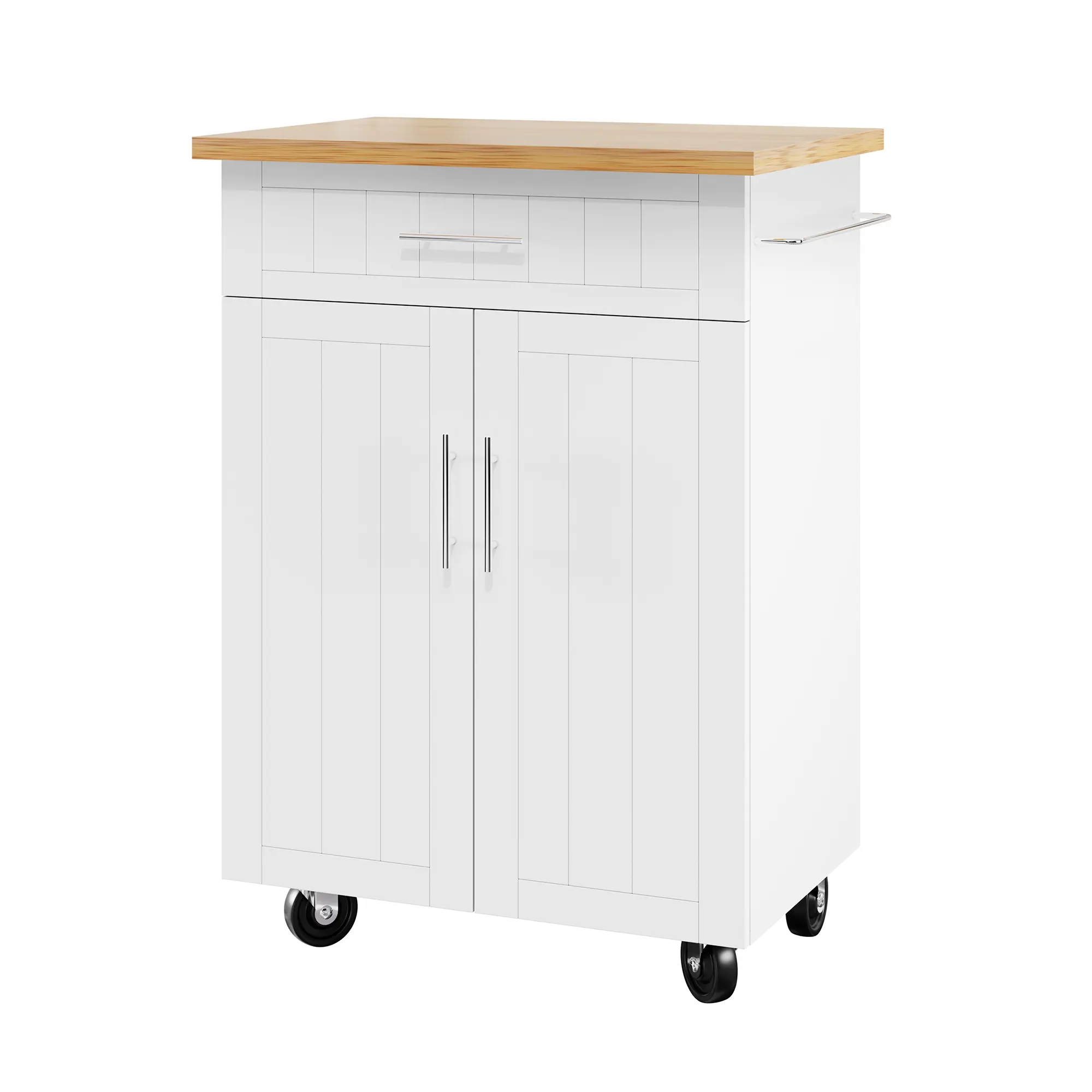ANNWS 26'' Kitchen Island on Wheels with Storage Cabinet, Rolling Kitchen Cart with Drawer, Rack Towel