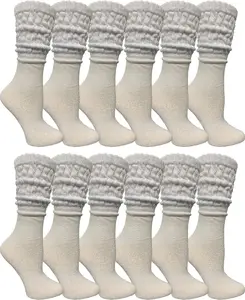 Yacht & Smith 6 Pairs Women'S Scrunched Slouch Socks, Cotton Boot Socks Bulk Pack for Everyday Comfort & Style, Size 9-11 YACHT & SMITH