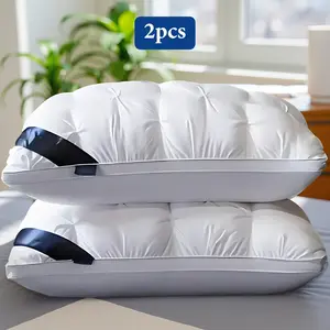 2-Pack Luxury Hotel Pillows - Ultra-soft, heavy-duty headboard pillow with slow rebound and neck support | All-season cooling pillow suitable for side, back, and stomach sleepers | Soft and comfortable design that resists deformation
