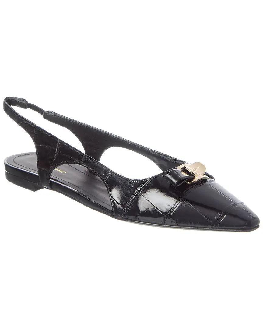 Ferragamo Logo Leather Ballet Flat Ferragamo Logo Leather Ballet Flat