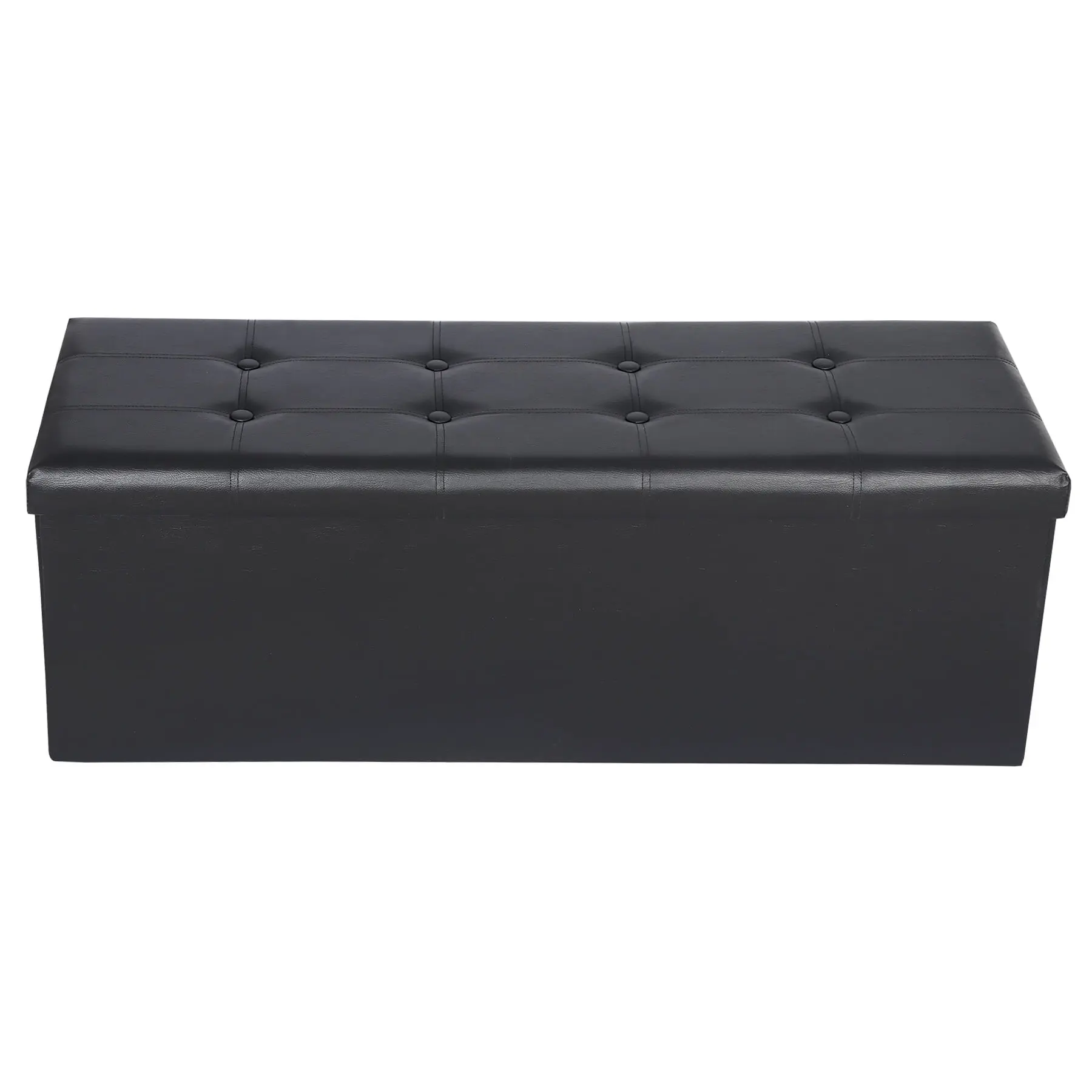 ZENY Classic Waterproof Furniture Ottoman, Living Room Furniture Storage Organizer with Divider, 43"/30" Black Foldable PVC Leather Upholstered Unit, 660lbs Capacity Footrest, Foot Rest Stools, Room Decor,summerwins
