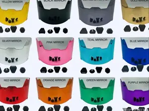 Chrome Visors for Speed Helmets.  DISPLAY USE ONLY.  NOT INTENDED FOR GAME USE.  Multiple color choices to put that final touch on your helmet and Sports Cards
