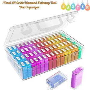 64 Grid Diamond Painting Tool Box Organizer, Plastic Craft Storage Container with Adjustable Dividers, Bead Storage Case for DIY Art Jewelry Organizer Box, Mother’s Day Gift, Father’s Day Gift, Birthday Gift