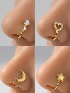 Non-Piercing Zirconia Nose Ring Clip, Rhinestone Nose Ring, Hypoallergenic Stainless Steel Material, Stylish Accessory for Men and Women, No Piercing Required