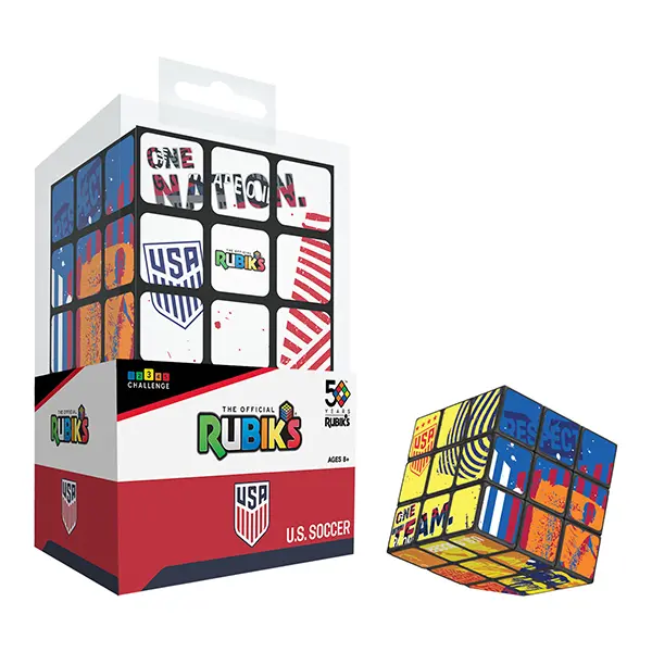 Rubik's Official U.S. Soccer Cube One Nation One Team Edition Collectible Puzzle for Ages 8+ Premium Materials & Bold Graphics