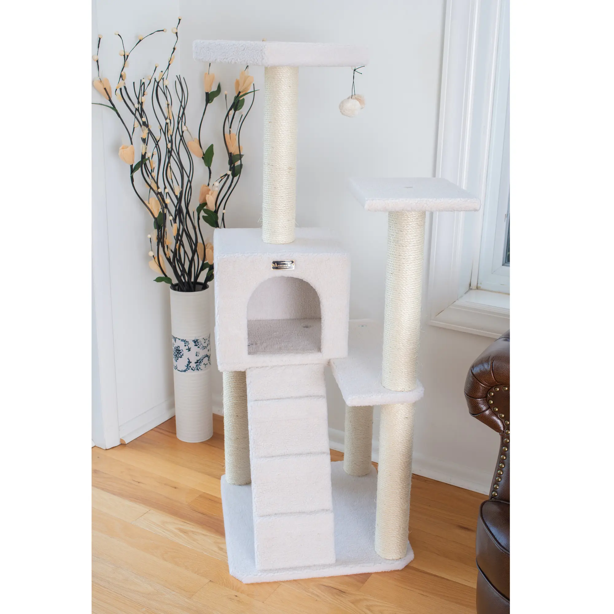 Armarkat Classic Cat Tree - Ivory, 24"(l)x22"(w)x53"(h), 40 lbs Capacity, Easy to Assemble, Environmentally Friendly Materials, Pet Scratching Post Furniture