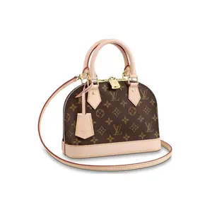 Louis Vuitton Alma BB Classic Monogram Coated Canvas and Leather-Trimmed Clamshell Bag for Women, Tan