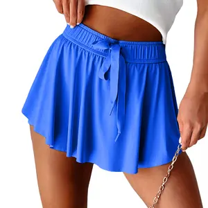 Mntaor Women's Drawstring Tie High Waist Lined Tennis Skorts with Elastic Waistband Casual
