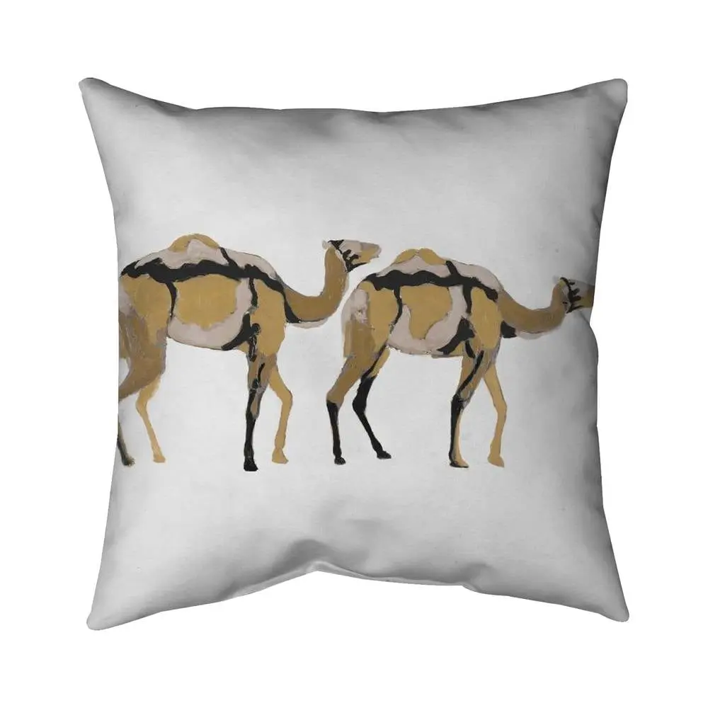 16x16 in. 360-Stand Abstract Camel African Wildlife Throw Pillow with Soft Polyester Insert, Poly Twill, Living Room Decor Accent, Ideal Gift (Model 5541-1616-AN301-1), African Safari Dromedary Room Decor