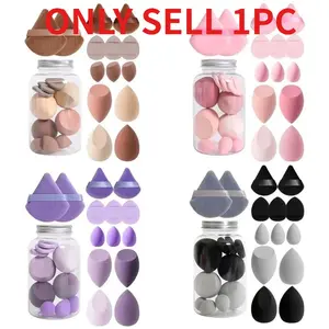 14Pcs Makeup Sponge Set with Storage Jar Multi-Shaped Cosmetic Puffs for Foundation Powder & Concealer Soft Beauty Blenders for Makeup Application