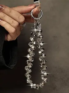 Luxury Crystal Water Drop Phone Lanyard, Short Handmade Beaded Wrist Strap, Anti-Loss Charm, High-End Fashion Accessory, Wristlet Strap, All Seasons