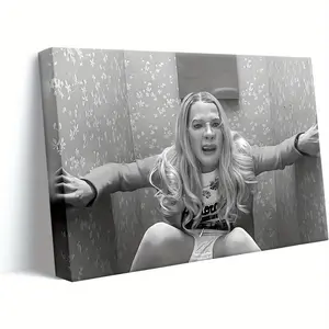 BKFB Interesting Frame Canvas Wall Art - Black and White Comedy Movie Poster, Modern Style, White Chick Oil, 12x 18inch , Wooden Frame, Indoor Use, Suitable for Living Room, Dormitory, Bathroom Decoration, Poster Wall Art