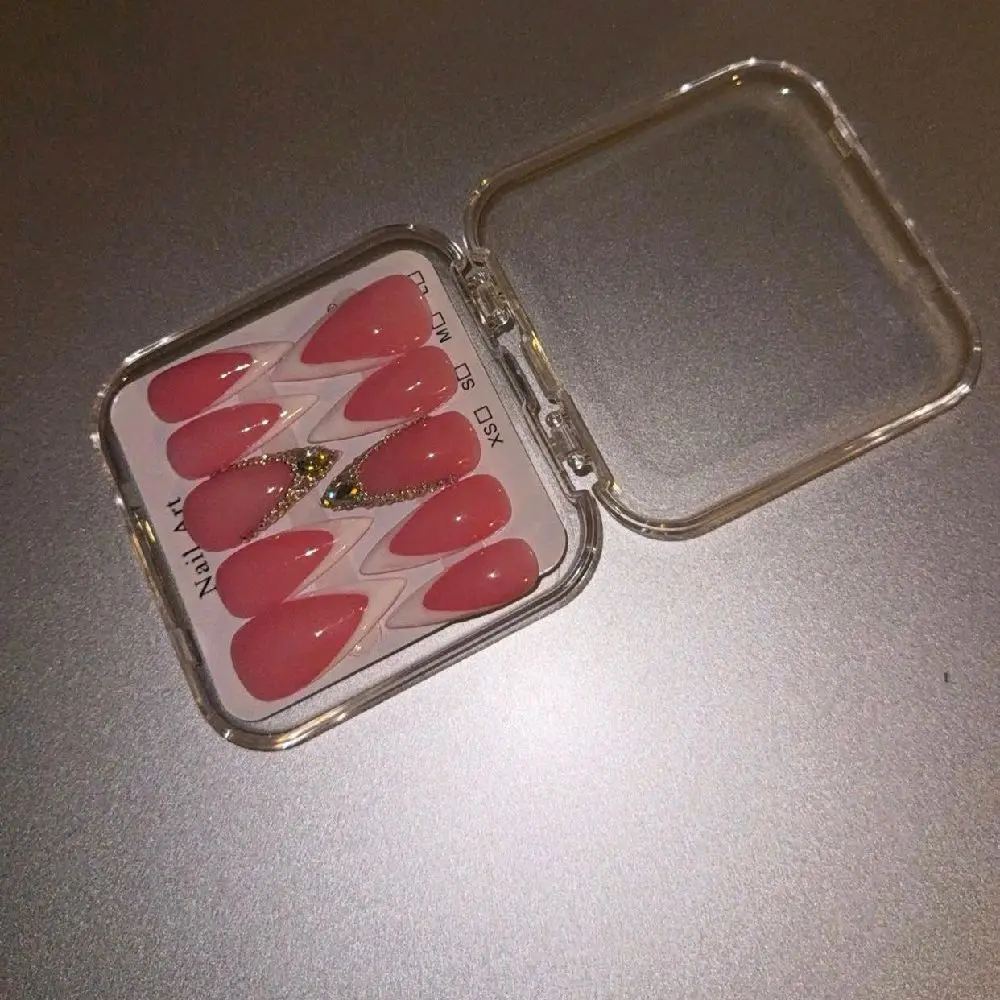 Press on nails stiletto pink and white