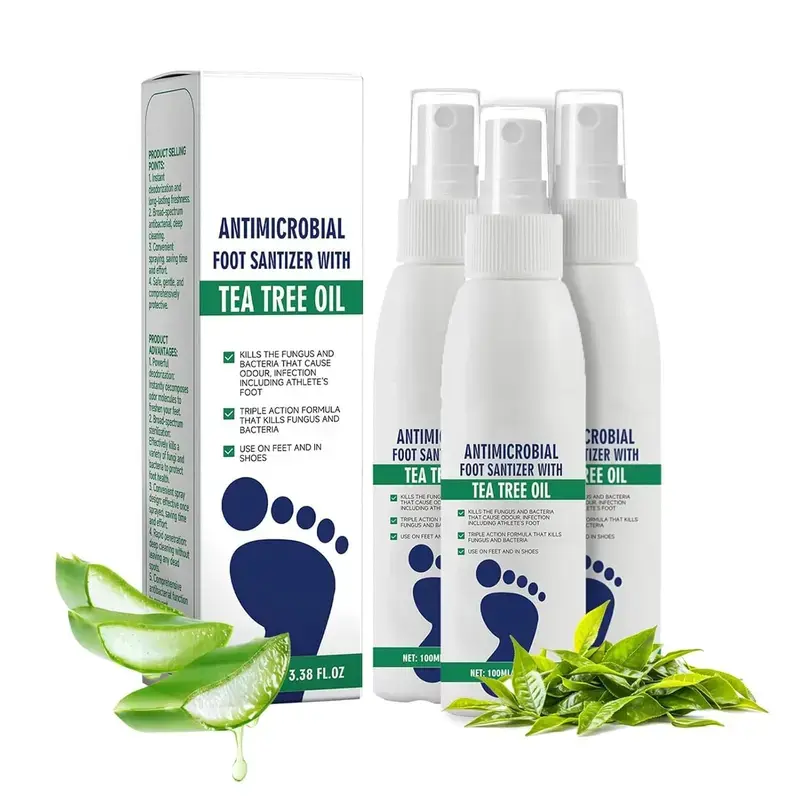 【3 bottles】Tea Tree Oil - Foot Sanitizer for Feet Odor - 3.38 Ounce Bottle,Foot Care Dry Fee Moisturizer Hydrate Moisturizing Spray depies