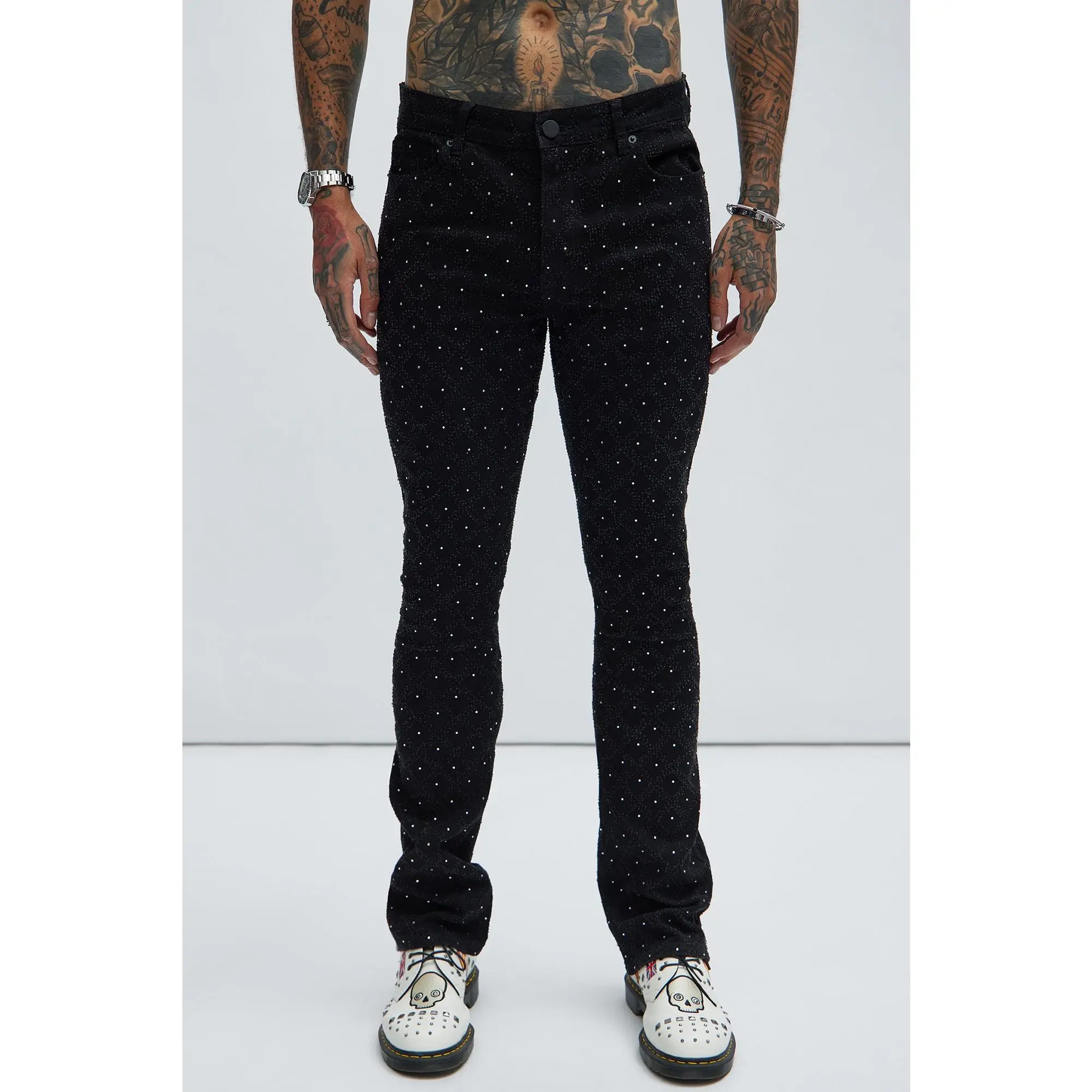 I Be Jeweled Stacked Skinny Flare Jeans - Black I Be Jeweled Stacked Skinny Flare Jeans - Black
