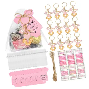 Metal Keychain Set with Wrapping Sticker Drawstring Bag and Thank You Label