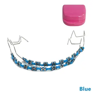 1 Pair Fake Teeth Braces, Colorful Metal Bracket with Metal Wire, Temporary Orthodontic Style, Adult Teeth Decoration Accessories