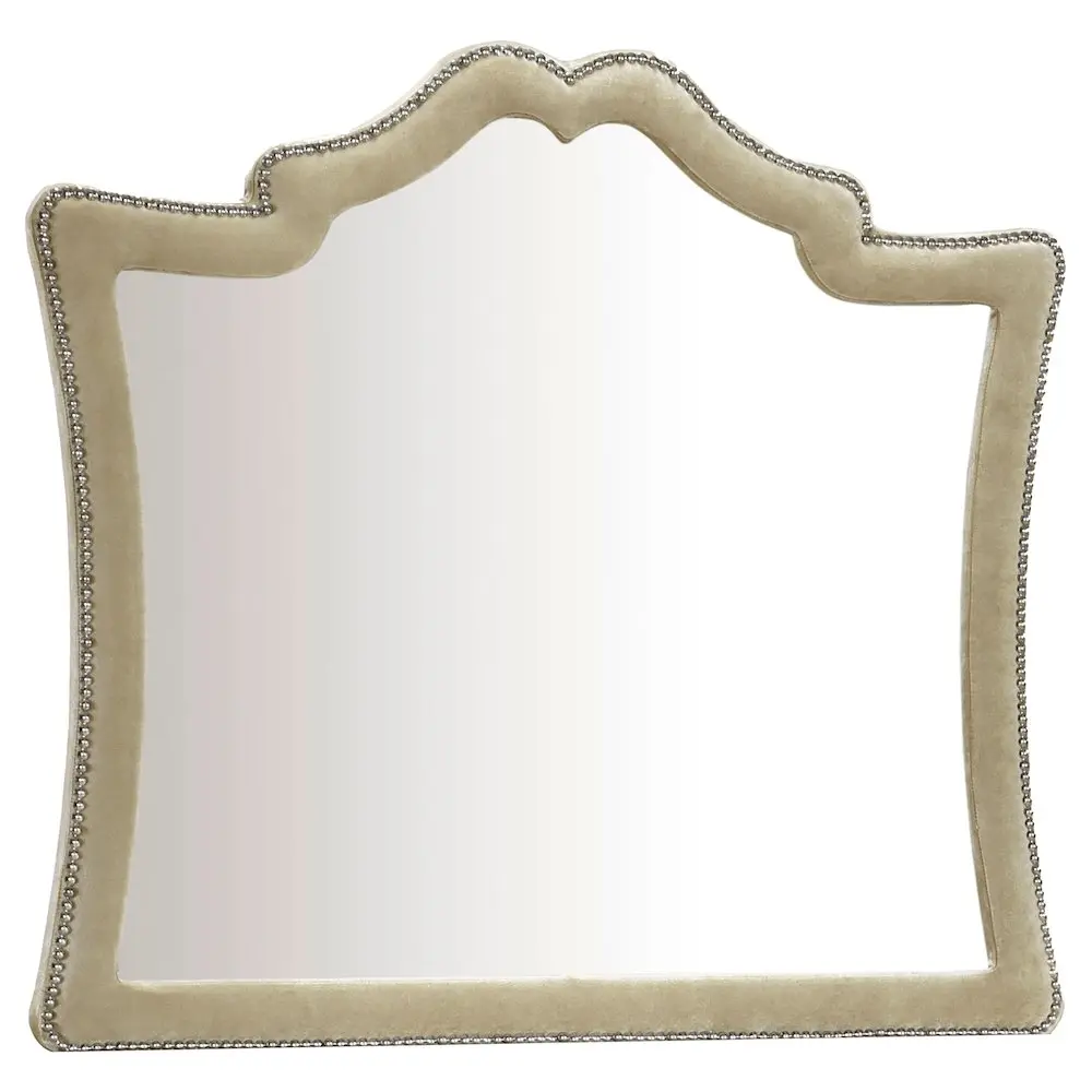 Antonella Upholstered Dresser Mirror - Camel Finish, French Provincial Design, Traditional Modern Home Decor for Room Accent