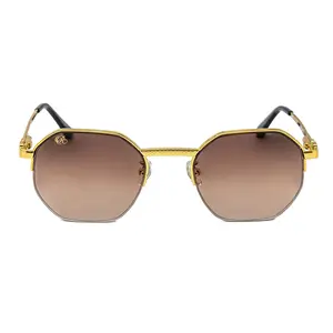 PARAGON – Half-Rim Gold Unisex Sunglasses, Espresso Tint