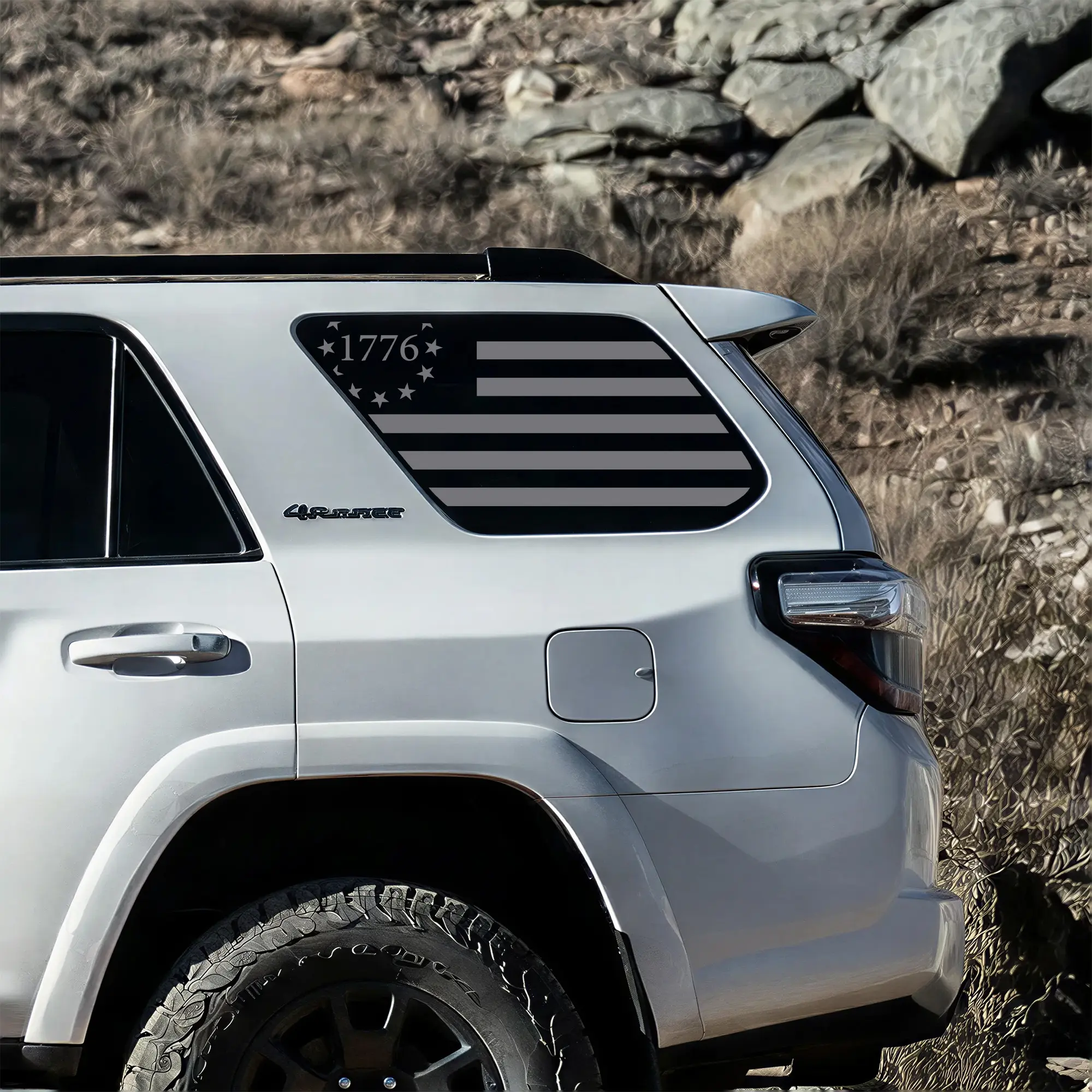 American Flag Rear Window Decal for Toyota 4Runner 2010–2024 — Precut Quarter Glass, Black or White