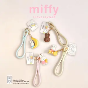 Miffy phone lanyard, cartoon keychain, pendant, doll ornament, Miffy lanyard, keychain