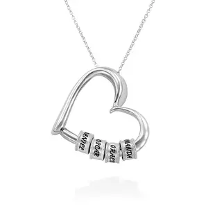 Personalized Names Heart Necklace Custom Family Names Beads - mothers day gift name heart necklace birthday party valentine