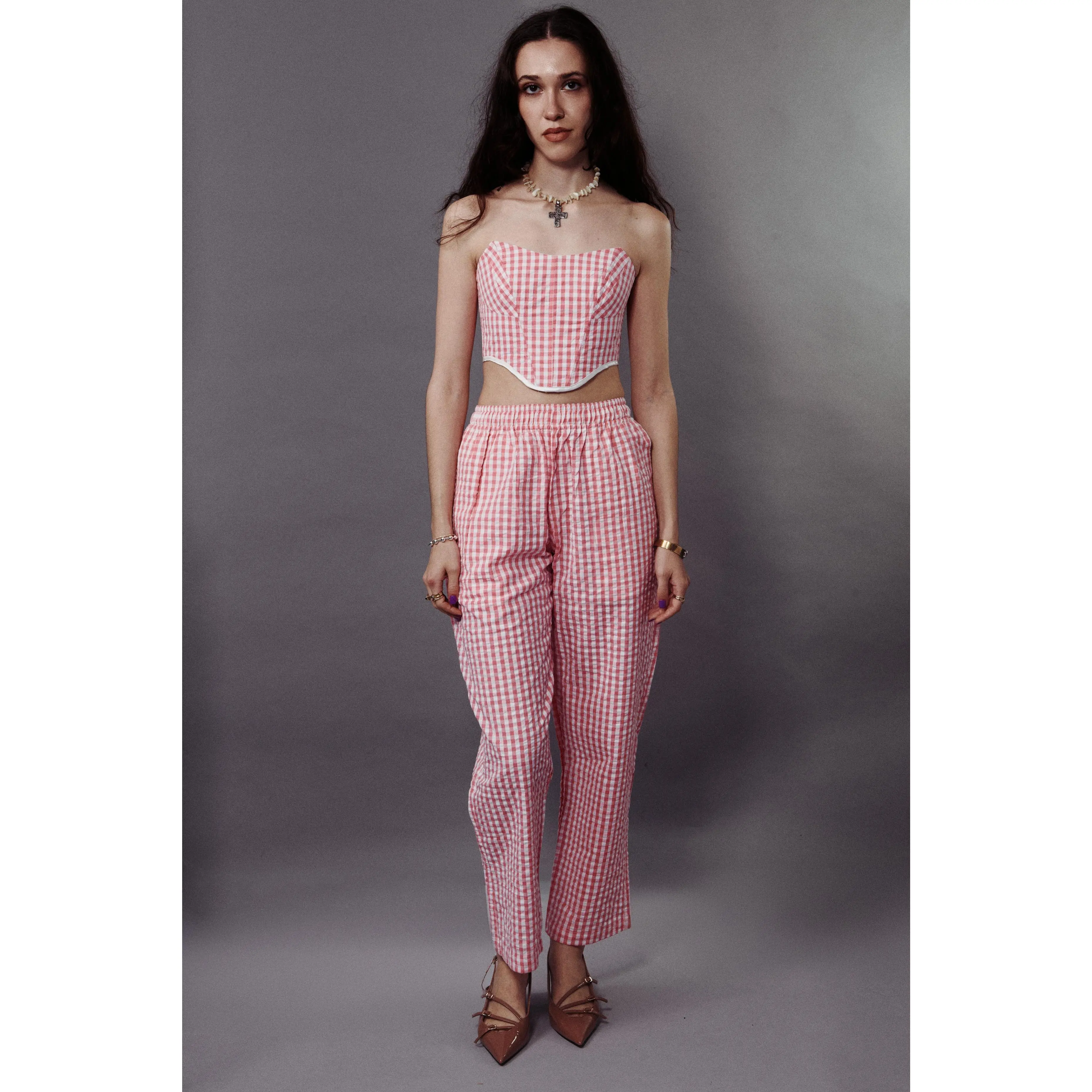 GEORGIA PANTS in PINK GINGHAM